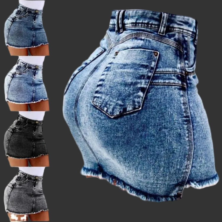 Women's Denim Shorts - Frayed Raw Hem Ripped Jeans Shorts