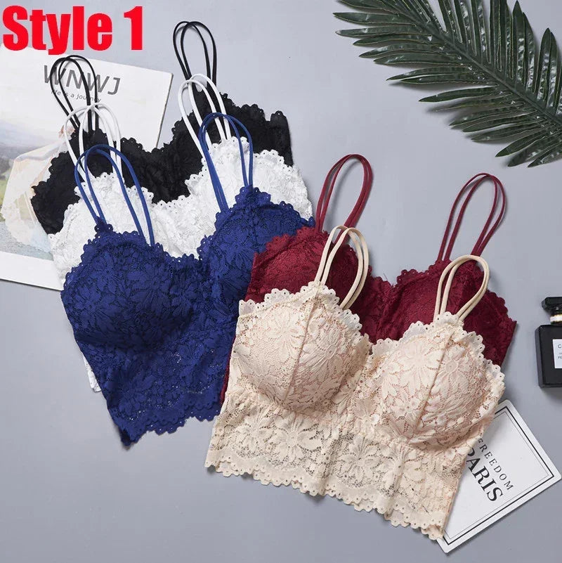 "Wireless Lace Push-Up Bralette – Plus Size Seamless