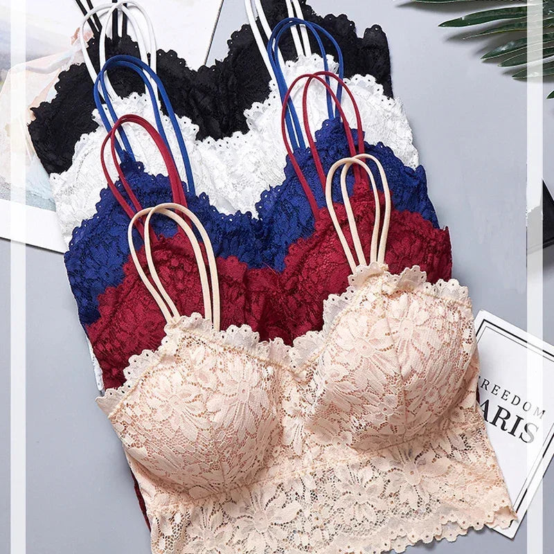 "Wireless Lace Push-Up Bralette – Plus Size Seamless