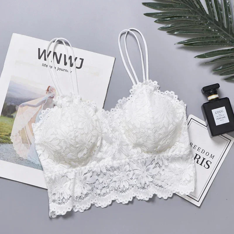 "Wireless Lace Push-Up Bralette – Plus Size Seamless