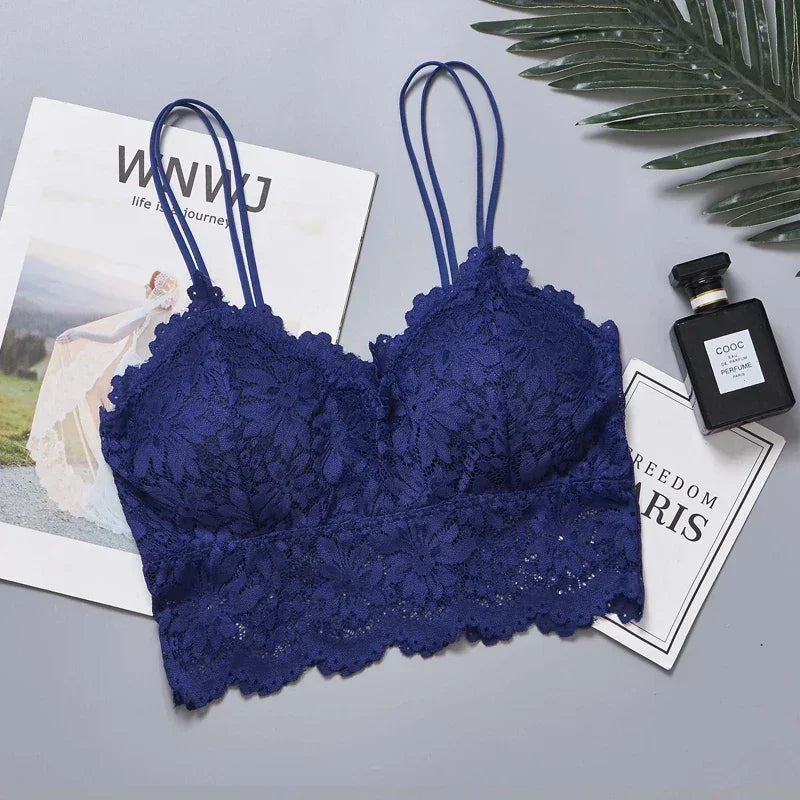 "Wireless Lace Push-Up Bralette – Plus Size Seamless