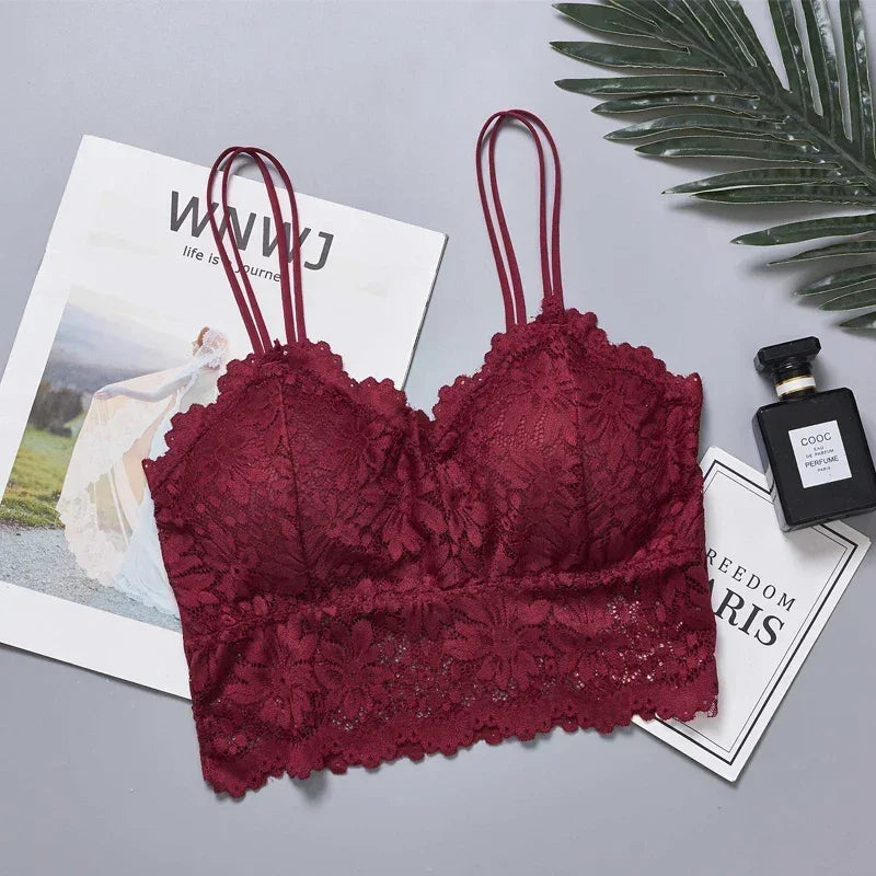 "Wireless Lace Push-Up Bralette – Plus Size Seamless