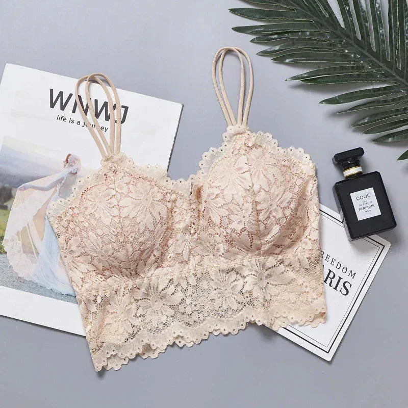 "Wireless Lace Push-Up Bralette – Plus Size Seamless