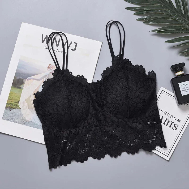 "Wireless Lace Push-Up Bralette – Plus Size Seamless