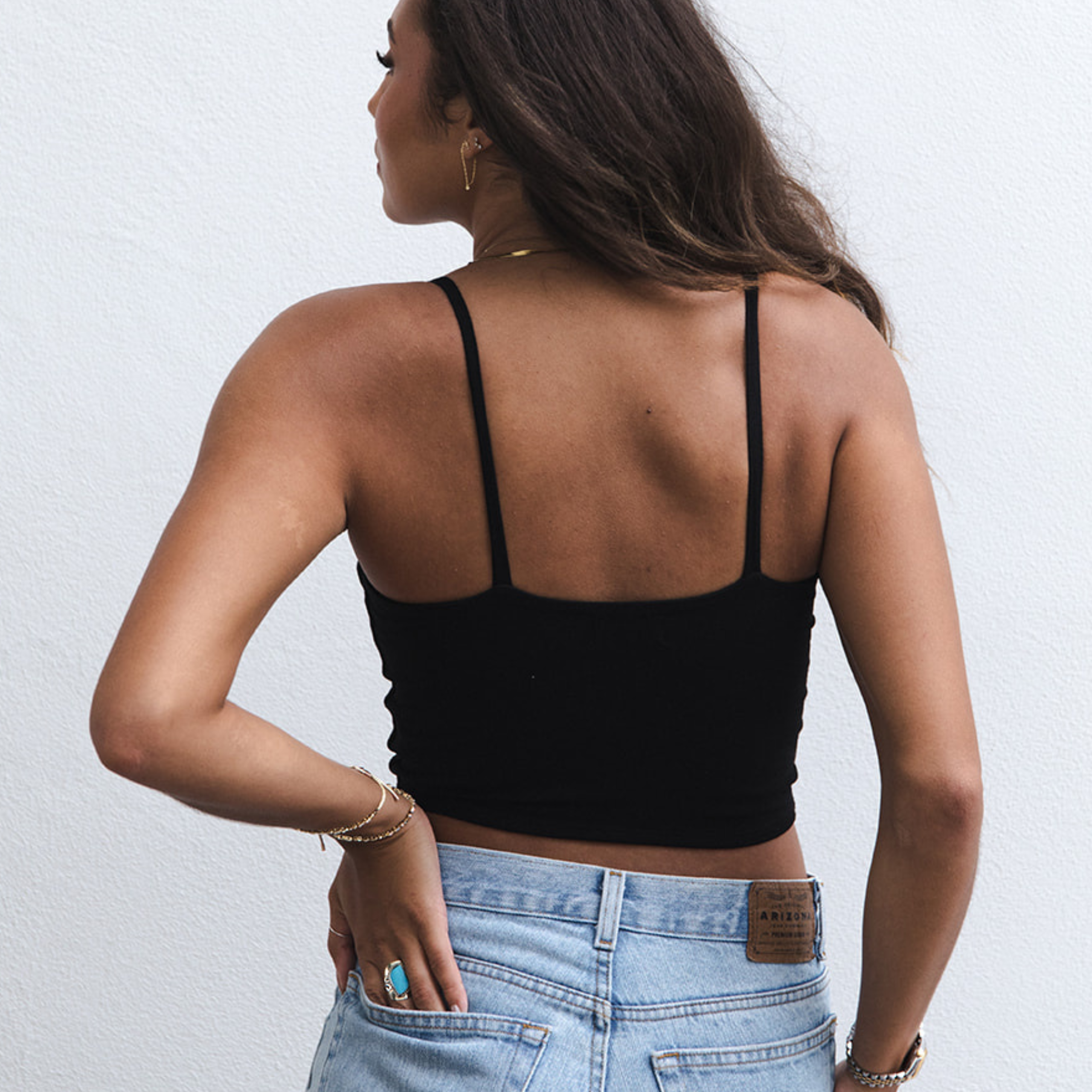 The Kyla - Double Layer Crop Top - Black