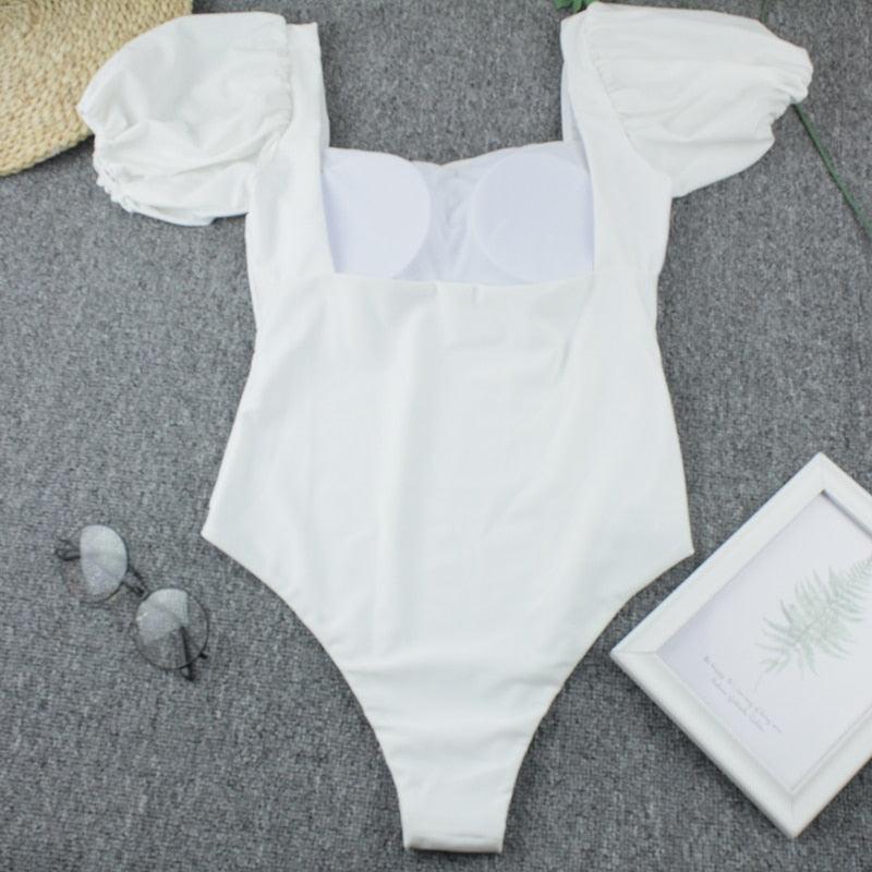 2-Piece High Waist Puff Sleeve Bikini Set