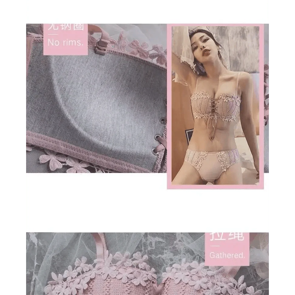 Floral Embroidery Wireless Push-Up Bralette