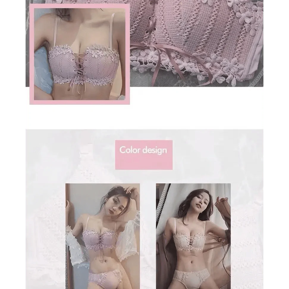 Floral Embroidery Wireless Push-Up Bralette