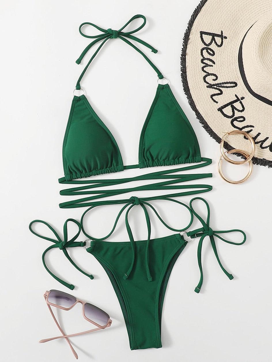 Crisscross Bandage Bikini Set
