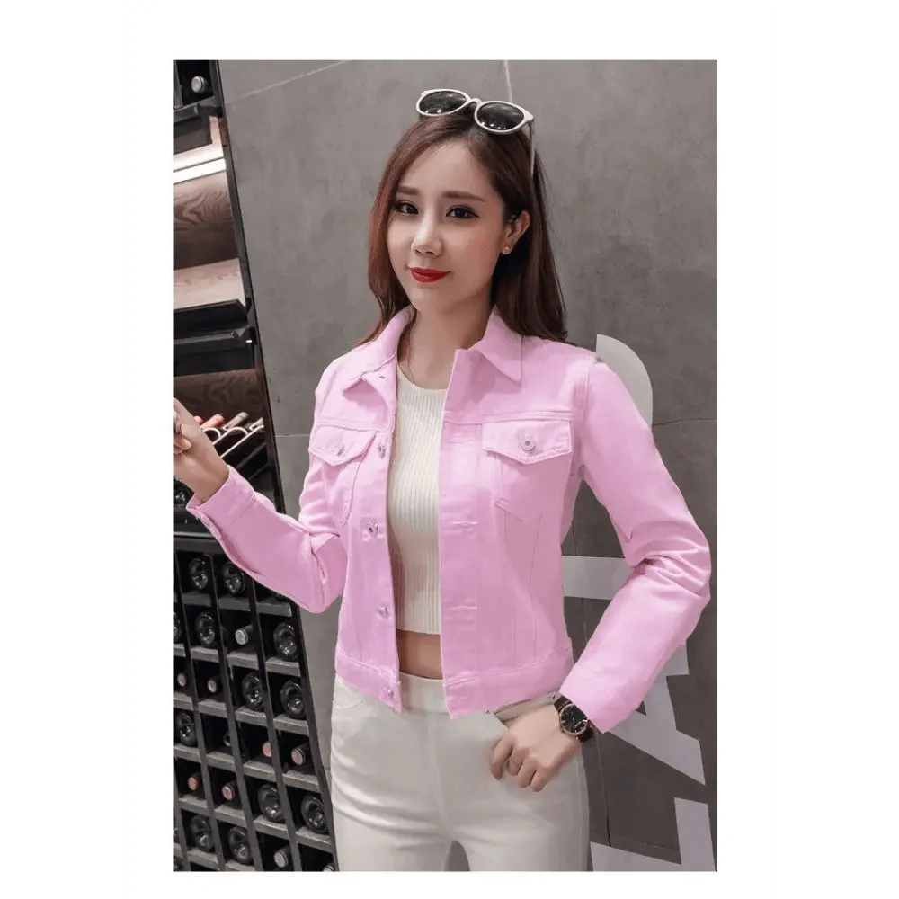 Women Solid Denim Jacket Women Short Overcoat