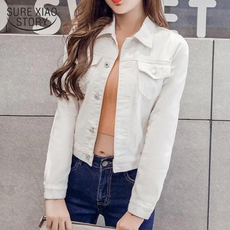 Women Solid Denim Jacket Women Short Overcoat