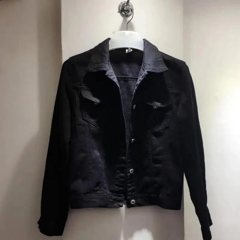 Women Solid Denim Jacket Women Short Overcoat