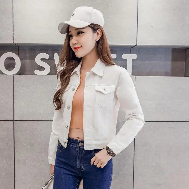 Women Solid Denim Jacket Women Short Overcoat