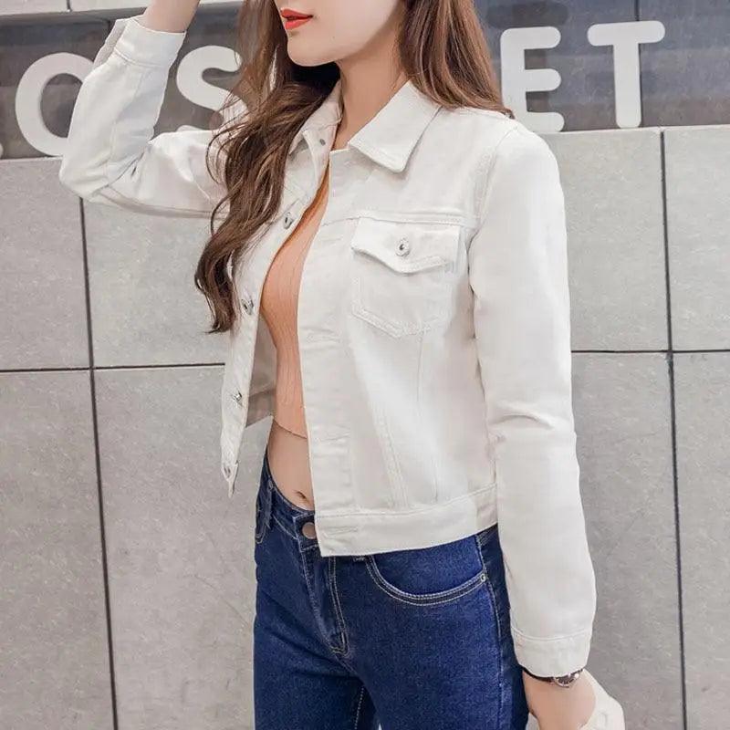 Women Solid Denim Jacket Women Short Overcoat