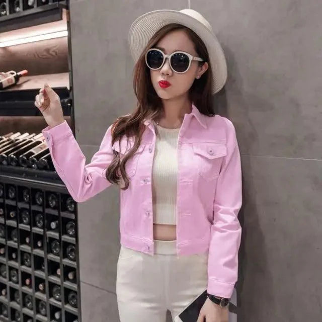 Women Solid Denim Jacket Women Short Overcoat