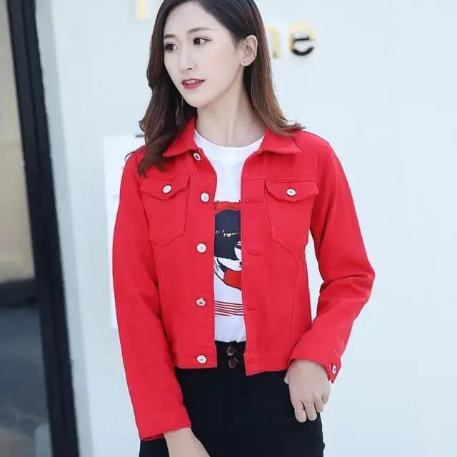Women Solid Denim Jacket Women Short Overcoat