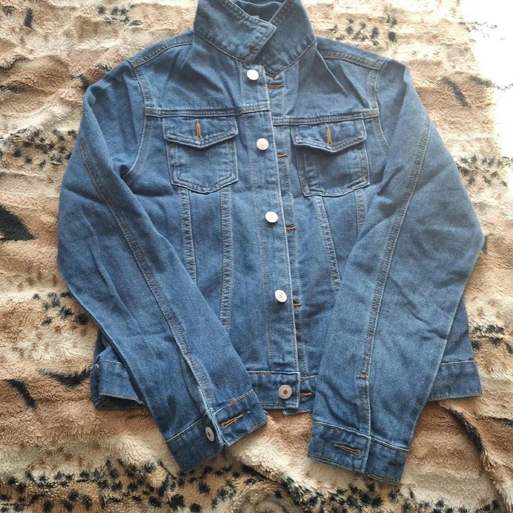Women Solid Denim Jacket Women Short Overcoat