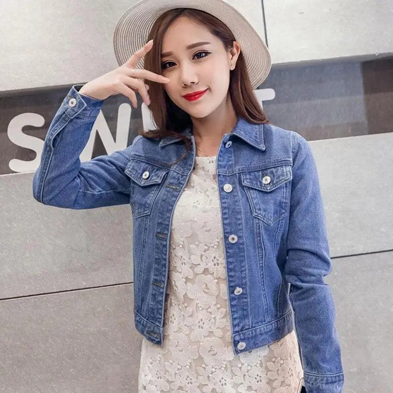 Women Solid Denim Jacket Women Short Overcoat