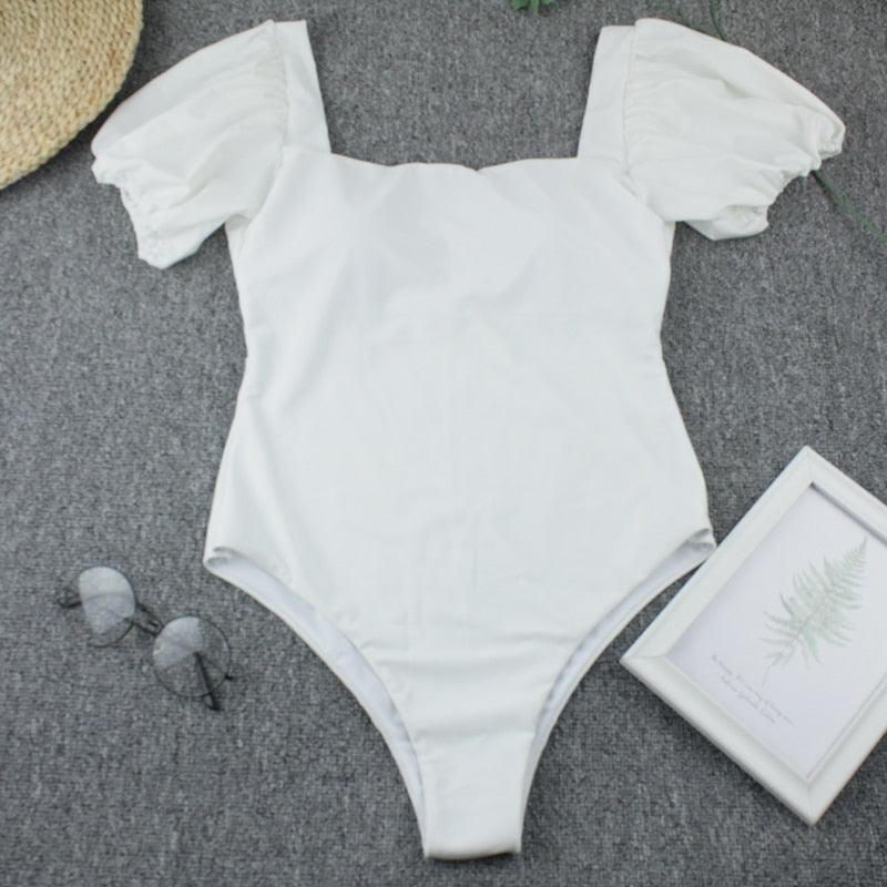 2-Piece High Waist Puff Sleeve Bikini Set