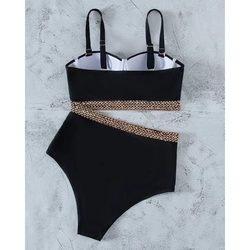 2-Piece High Waist Puff Sleeve Bikini Set