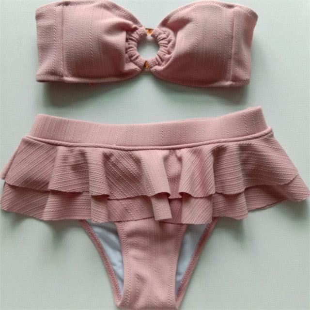 Ruffle Push-Up Bikini Set with Tummy Control