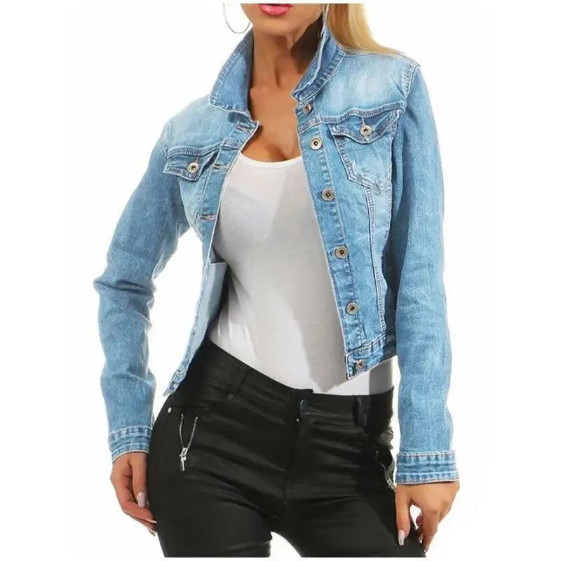Unique Design Women's Denim Cropped Jacket