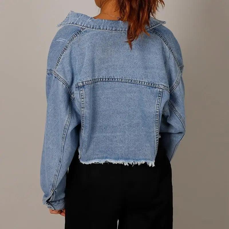 Unique Design Women's Denim Cropped Jacket