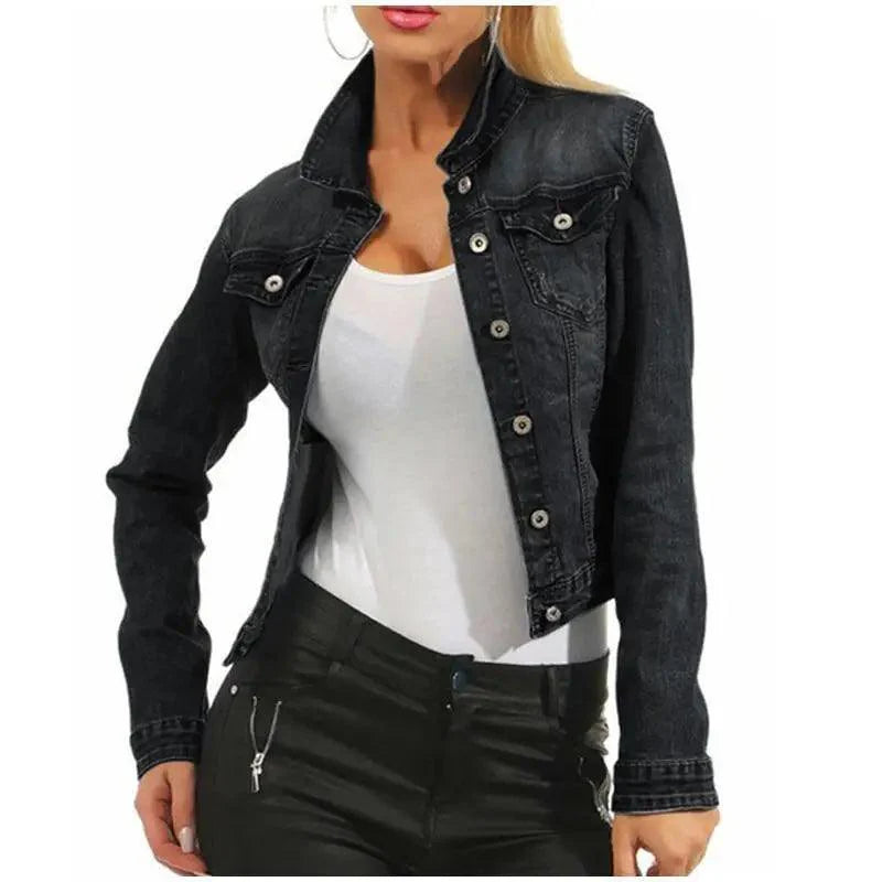 Unique Design Women's Denim Cropped Jacket
