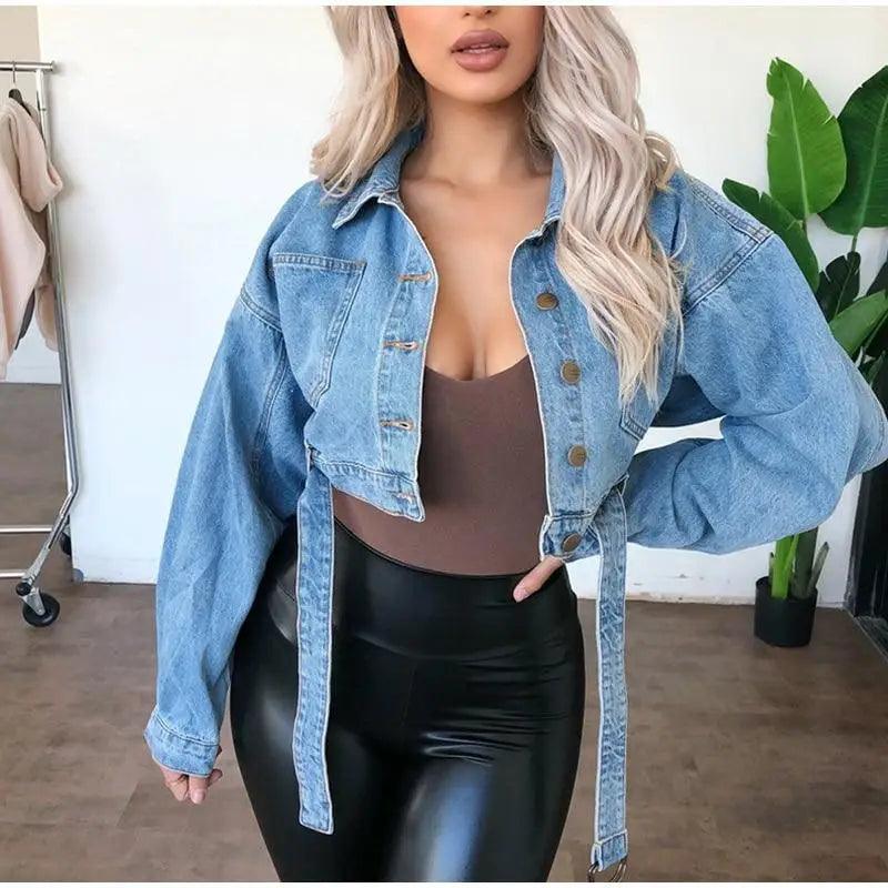 Unique Design Women's Denim Cropped Jacket
