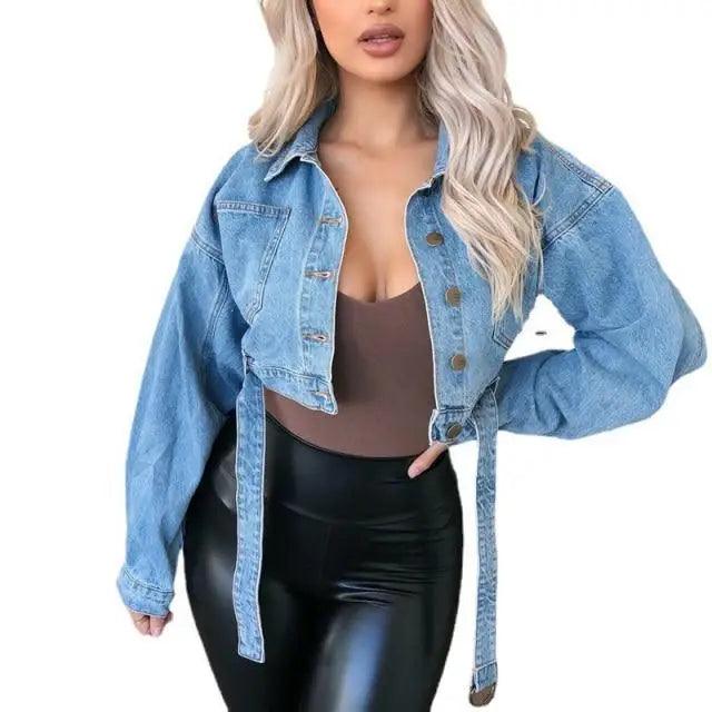 Unique Design Women's Denim Cropped Jacket