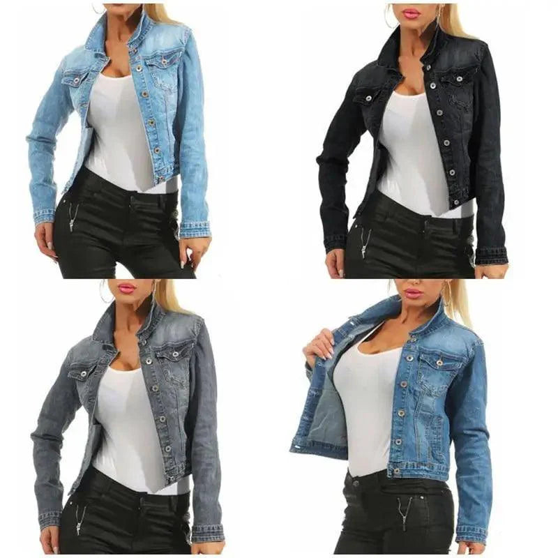 Unique Design Women's Denim Cropped Jacket