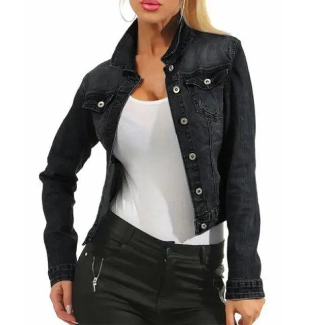 Unique Design Women's Denim Cropped Jacket