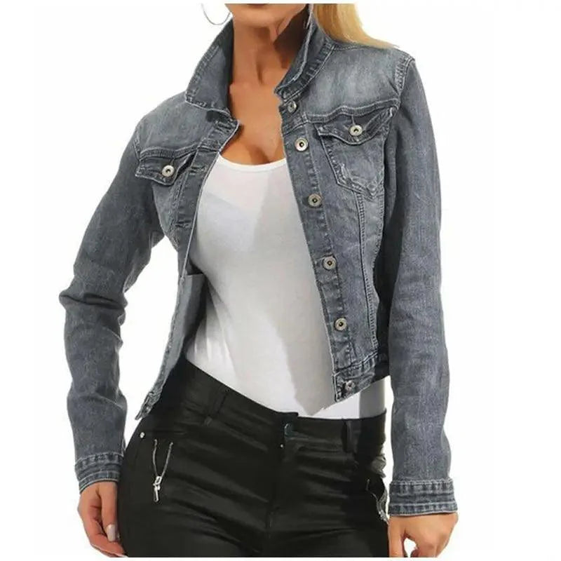 Unique Design Women's Denim Cropped Jacket