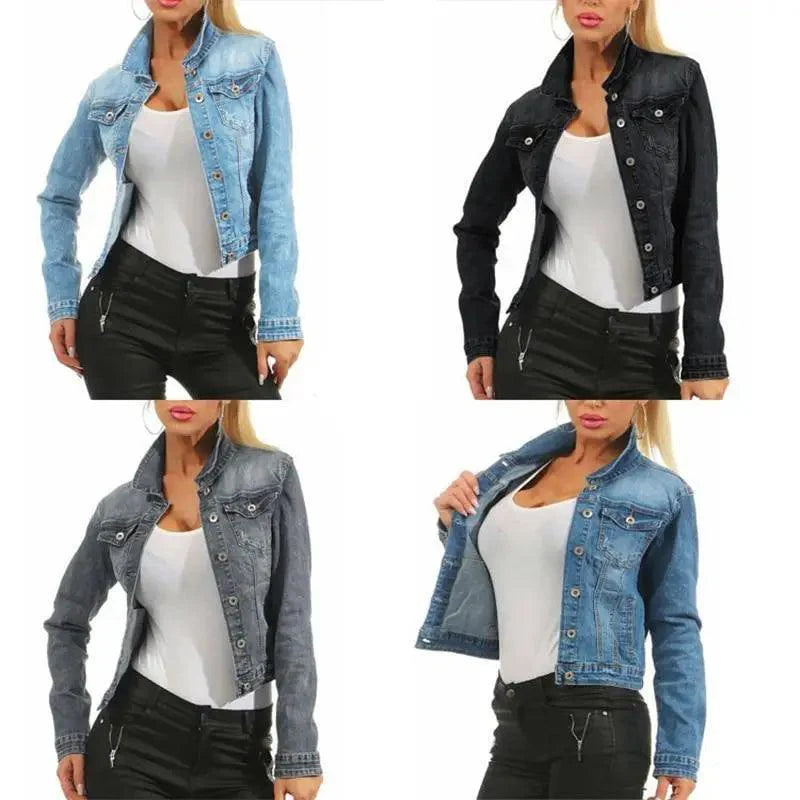 Unique Design Women's Denim Cropped Jacket