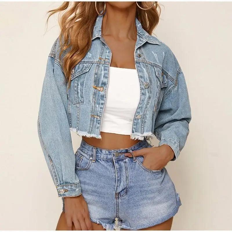 Unique Design Women's Denim Cropped Jacket