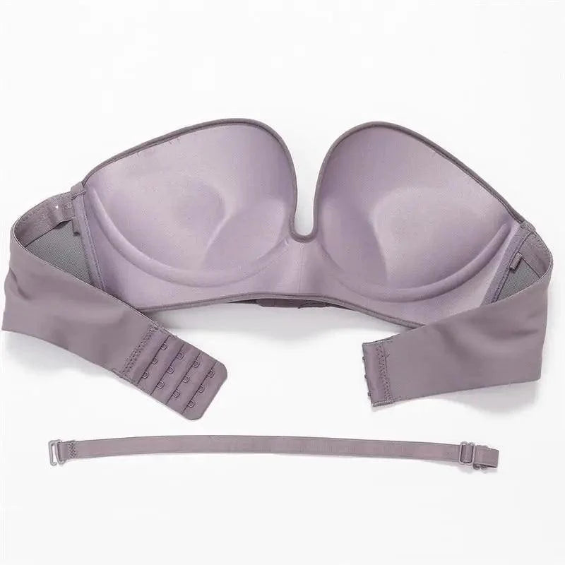 Vintage Front Closure Push-Up Bra – Strapless Seamless Bralette
